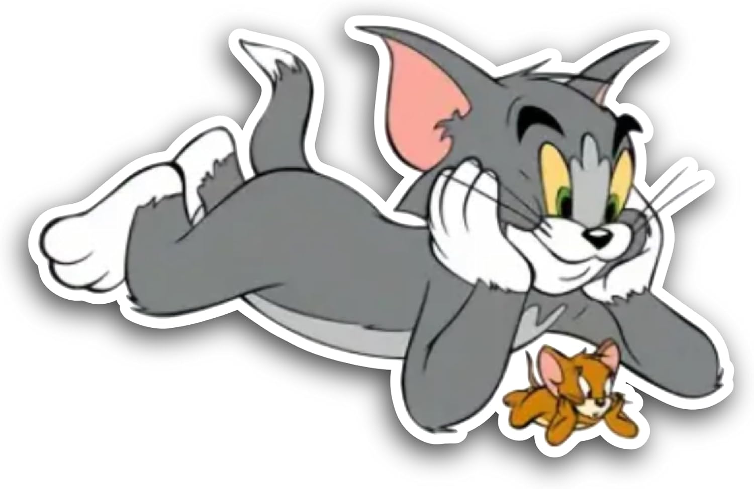 2 (Pieces) 3" and 5" Cat with Mouse Sticker, Waterproof Vinyl Decals for Many Purpose Like Cars, Trucks, Laptops, Phones, Windows and More