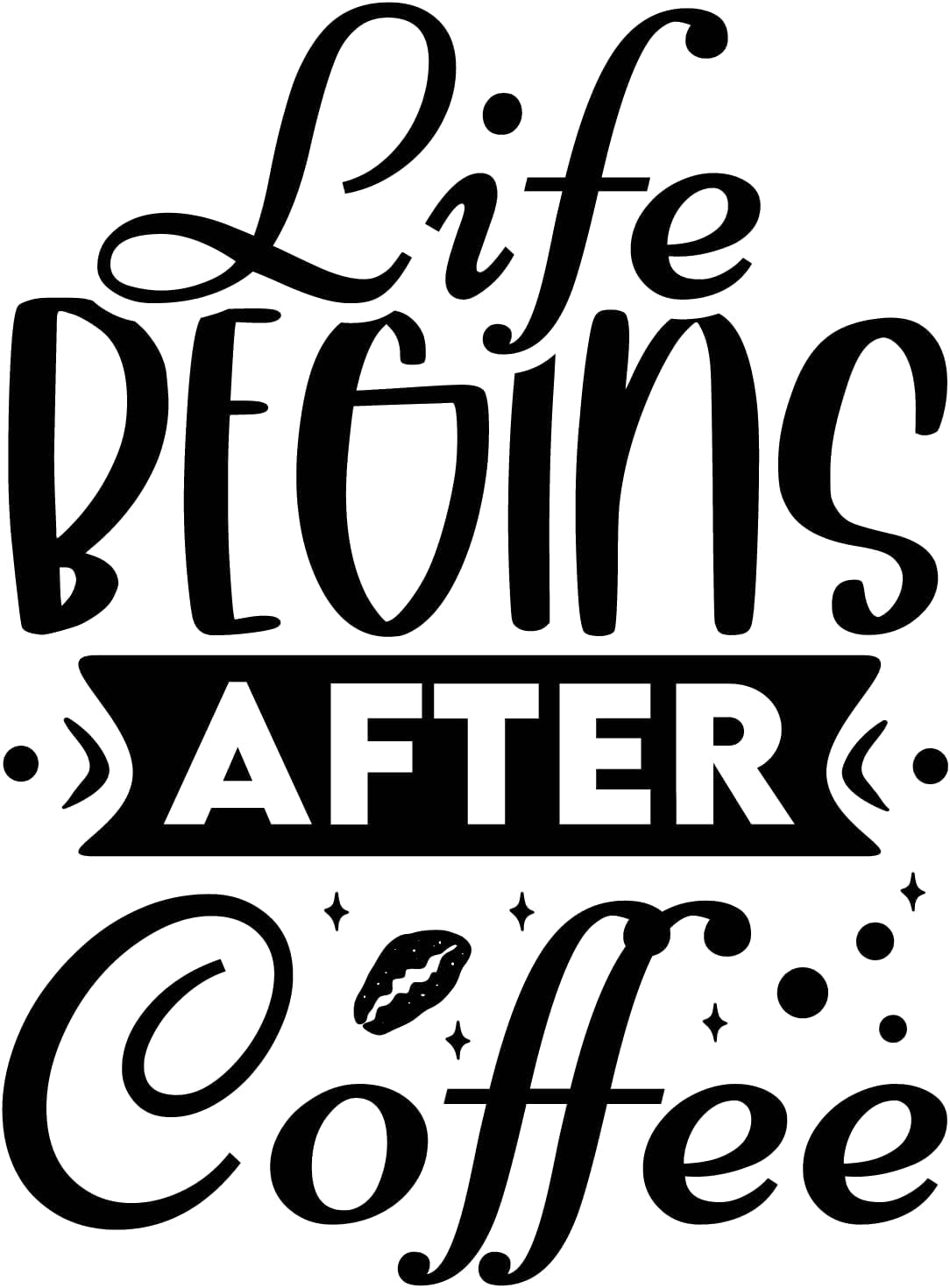 Inspirational Quote "Life Begins After Coffee" Motivational Sticker Vinyl Decal Motivation Stickers- 5" Vinyl Sticker Waterproof