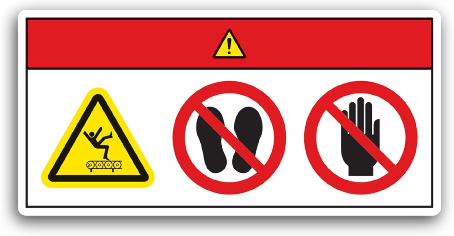 2 (Pieces) 3" and 5" Danger Crush or Pitch Hazard Sticker, Waterproof Vinyl Decals for Many Purpose Like Cars, Trucks, Laptops, Phones, Windows and More