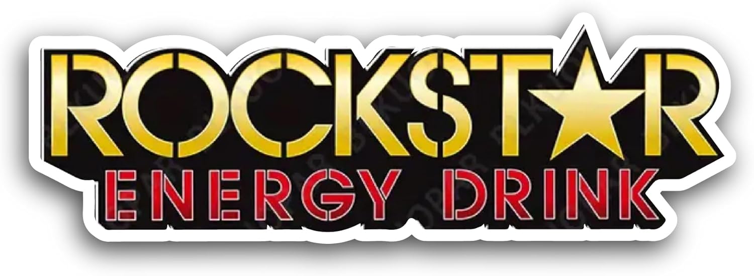 2 (Pieces) 3" and 5" Rockstar Energy Drink Sticker, Waterproof Vinyl Decals for Many Purpose Like Cars, Trucks, Laptops, Phones, Windows and More