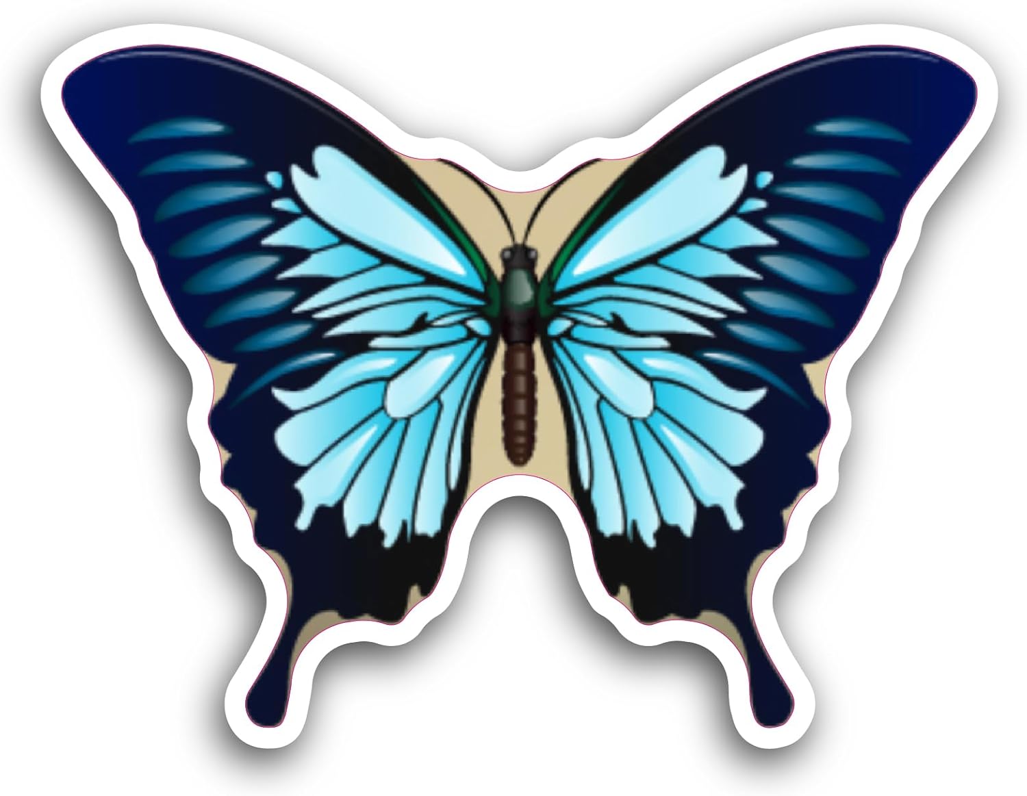 2 (Pieces) 3" and 5" Big Blue Butterfly Sticker, Waterproof Vinyl Decals for Many Purpose Like Cars, Trucks, Laptops, Phones, Windows and More