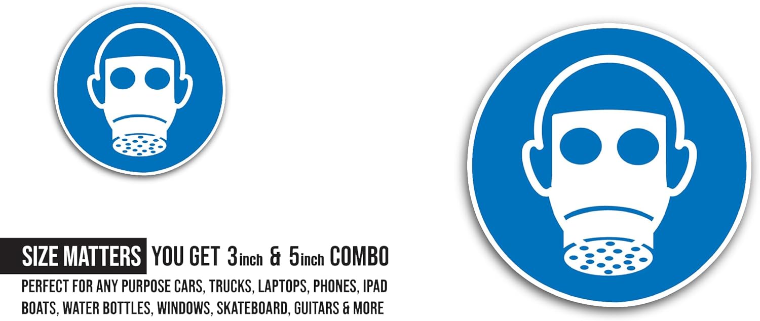 2 (Pieces) 3" and 5" Mandatory Health & Safety Sign Sticker, Waterproof Vinyl Decals for Many Purpose Like Cars, Trucks, Laptops, Phones, Windows and More