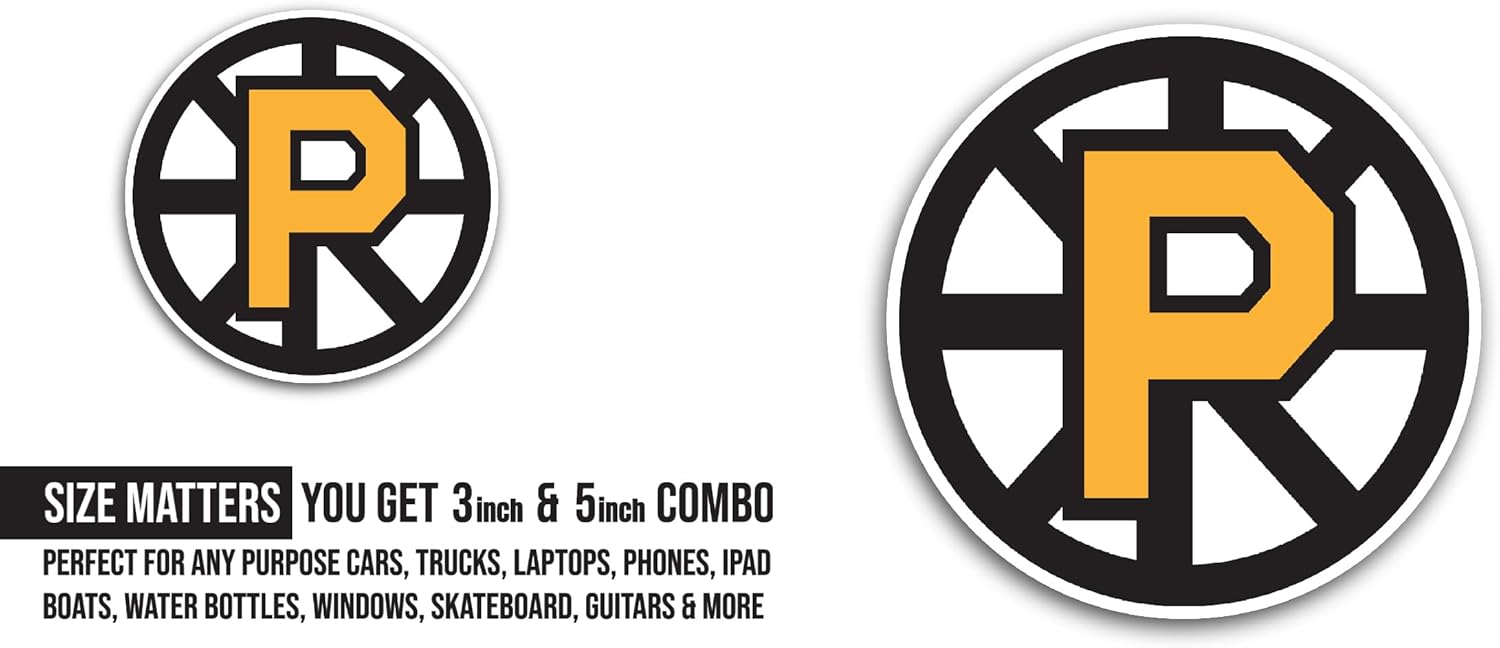 2 (Pieces) 3" and 5" Pr0vidence Bruins Sticker, Waterproof Vinyl Decals for Many Purpose Like Cars, Trucks, Laptops, Phones, Windows and More