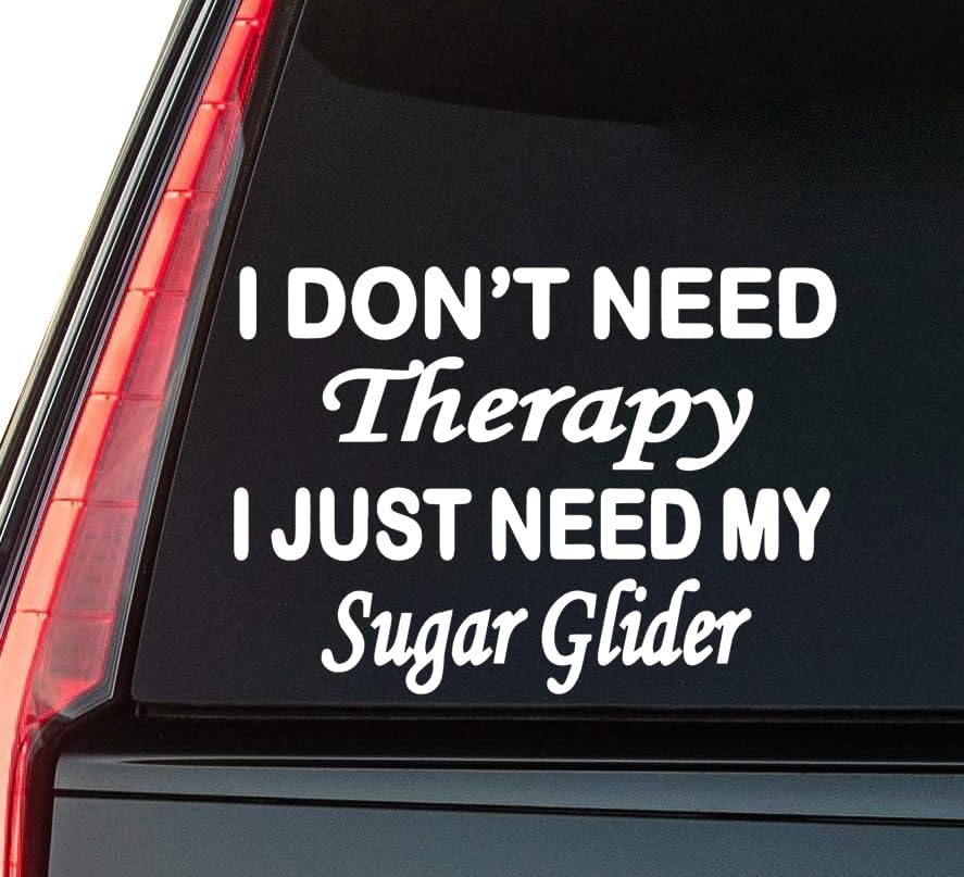 Sugar Glider Window Vinyl Decal Sticker 6" (White), Waterproof Vinyl Decals for Many Purpose Like Cars, Trucks, Laptops, Phones, Windows and More