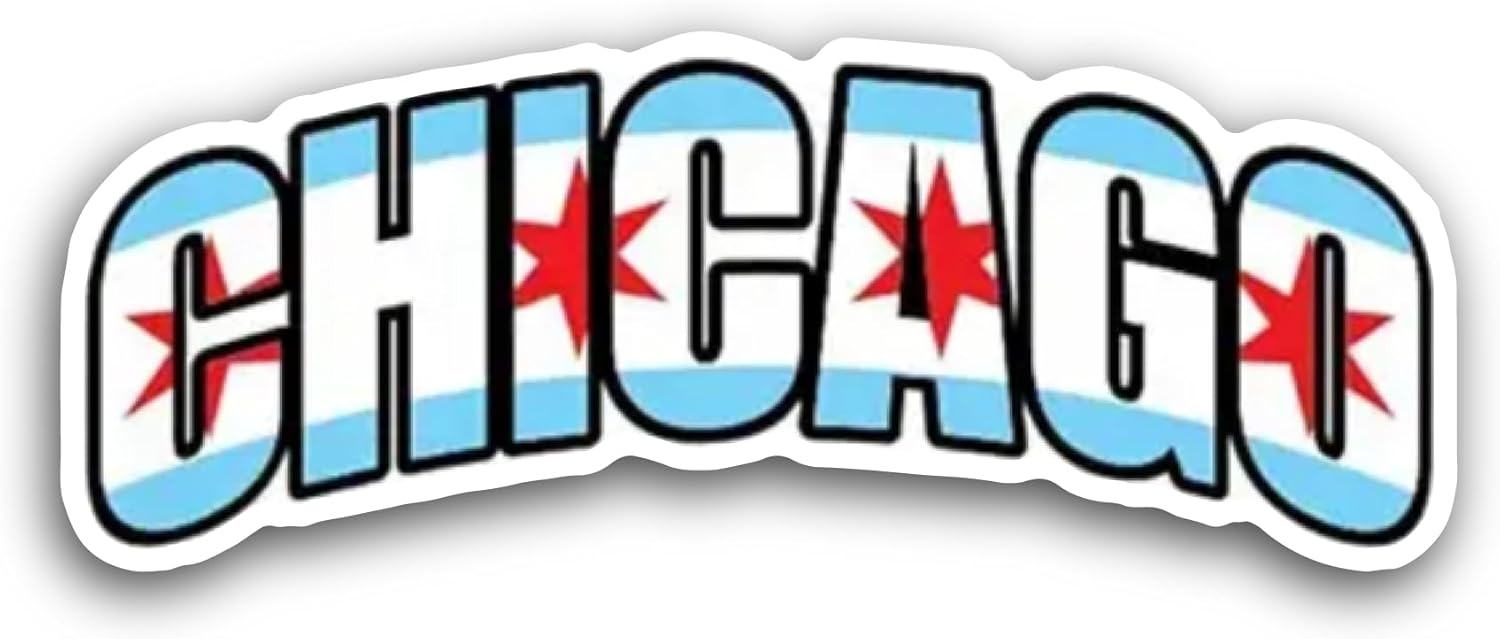 2 (Pieces) 3" and 5" Chicago Sticker, Waterproof Vinyl Decals for Many Purpose Like Cars, Trucks, Laptops, Phones, Windows and More