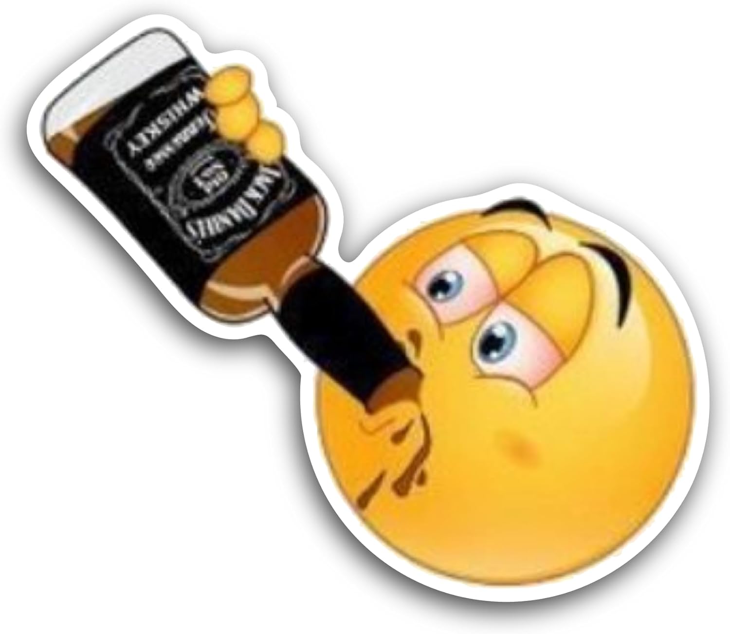 2 (Pieces) 3" and 5" Beer Drinking Face Sticker, Waterproof Vinyl Decals for Many Purpose Like Cars, Trucks, Laptops, Phones, Windows and More