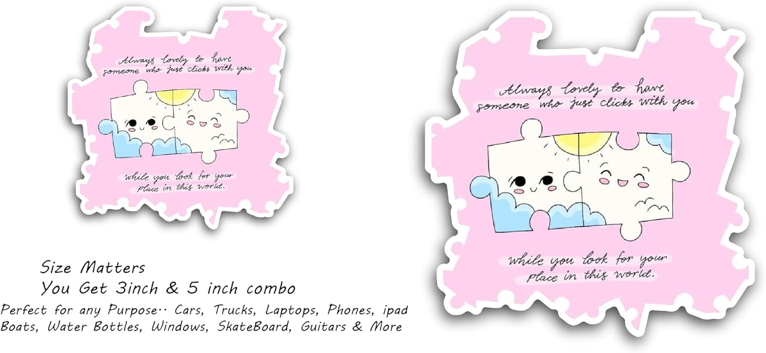 2 (Pieces) 3" and 5" Cute Puzzles Sticker, Waterproof Vinyl Decals for Many Purpose Like Cars, Trucks, Laptops, Phones, Windows and More