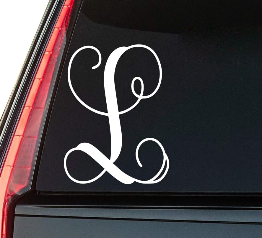 Letter L Window Vinyl Decal Sticker 6" (White), Waterproof Vinyl Decals for Many Purpose Like Cars, Trucks, Laptops, Phones, Windows and More