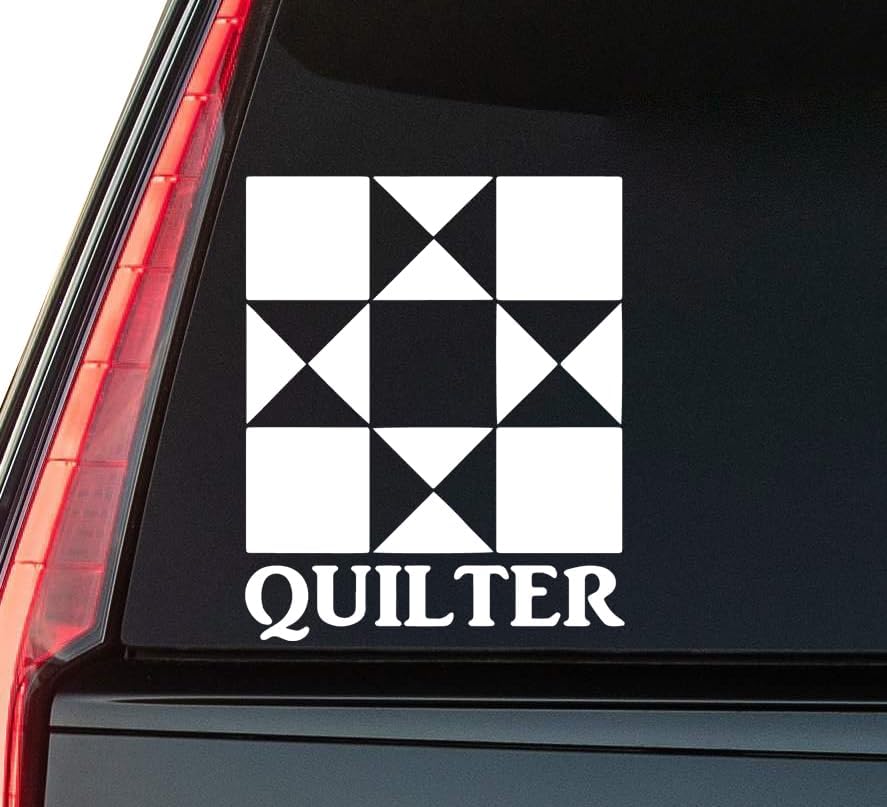 Quilter Window Vinyl Decal Sticker 6" (White), Waterproof Vinyl Decals for Many Purpose Like Cars, Trucks, Laptops, Phones, Windows and More
