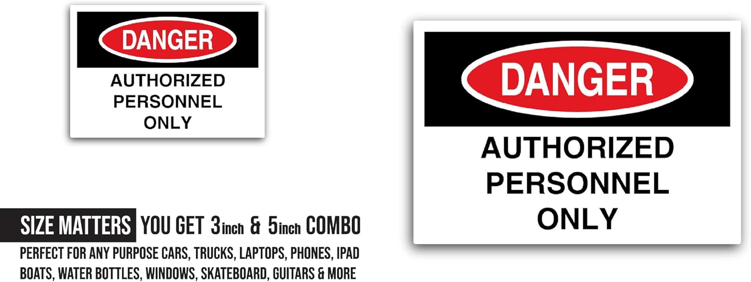 2 (Pieces) 3" and 5" Auth0rized Personnel Sticker, Waterproof Vinyl Decals for Many Purpose Like Cars, Trucks, Laptops, Phones, Windows and More