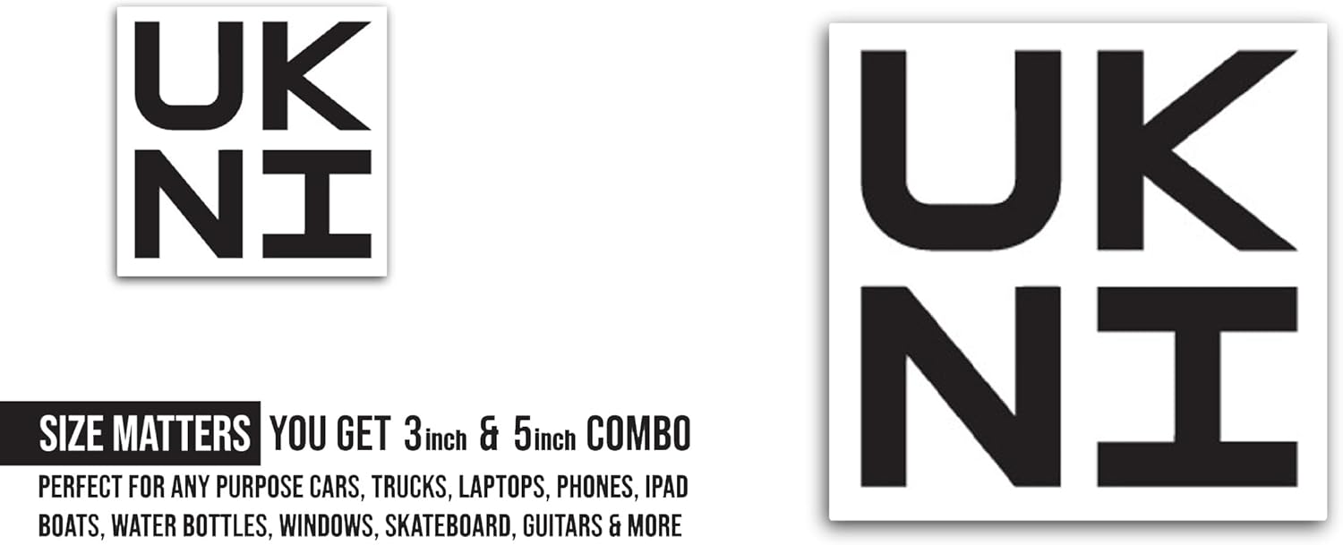 2 (Pieces) 3" and 5" UKNI Sticker, Waterproof Vinyl Decals for Many Purpose Like Cars, Trucks, Laptops, Phones, Windows and More