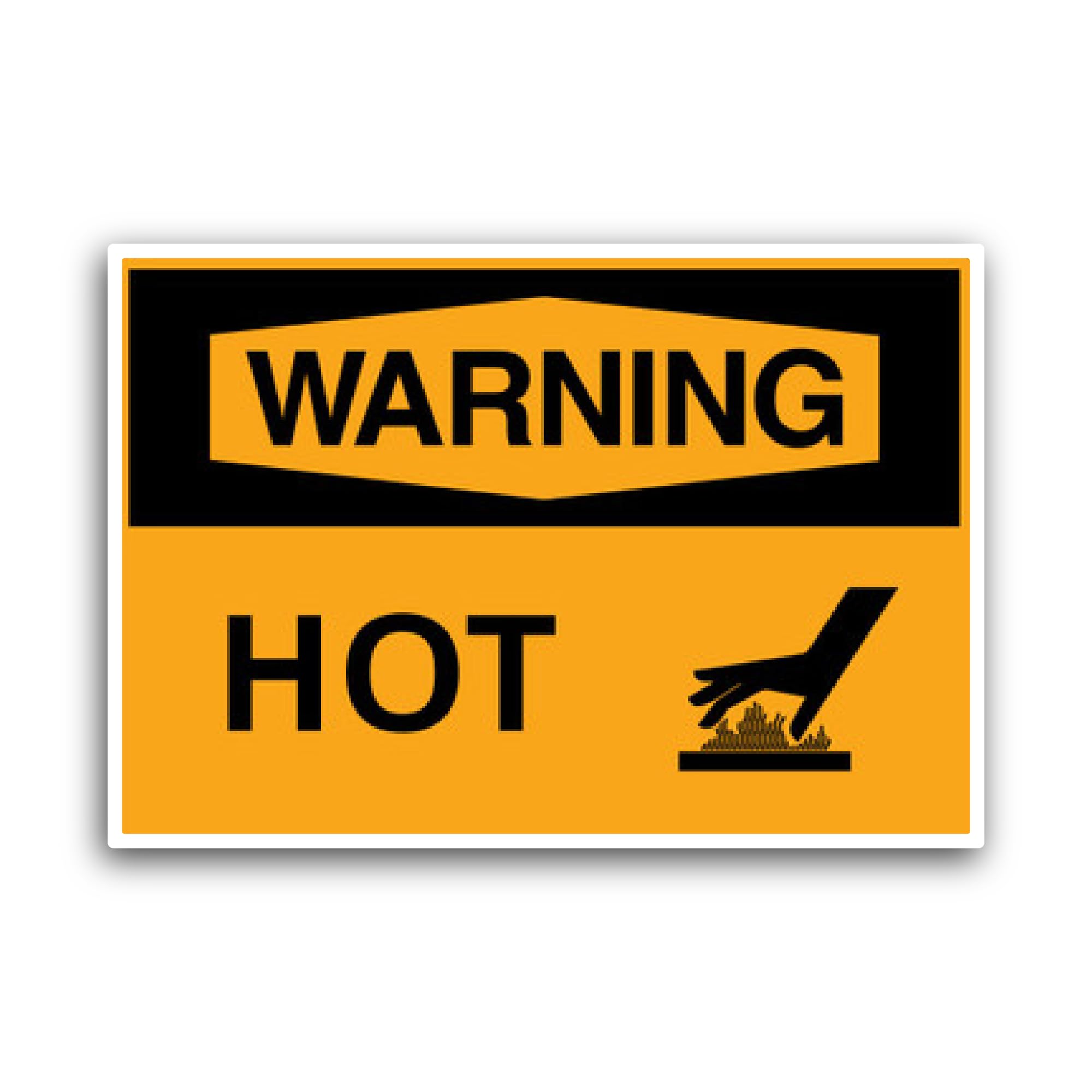 2 (Pieces) 3" and 5" Warning Hot Sticker, Waterproof Vinyl Decals for Many Purpose Like Cars, Trucks