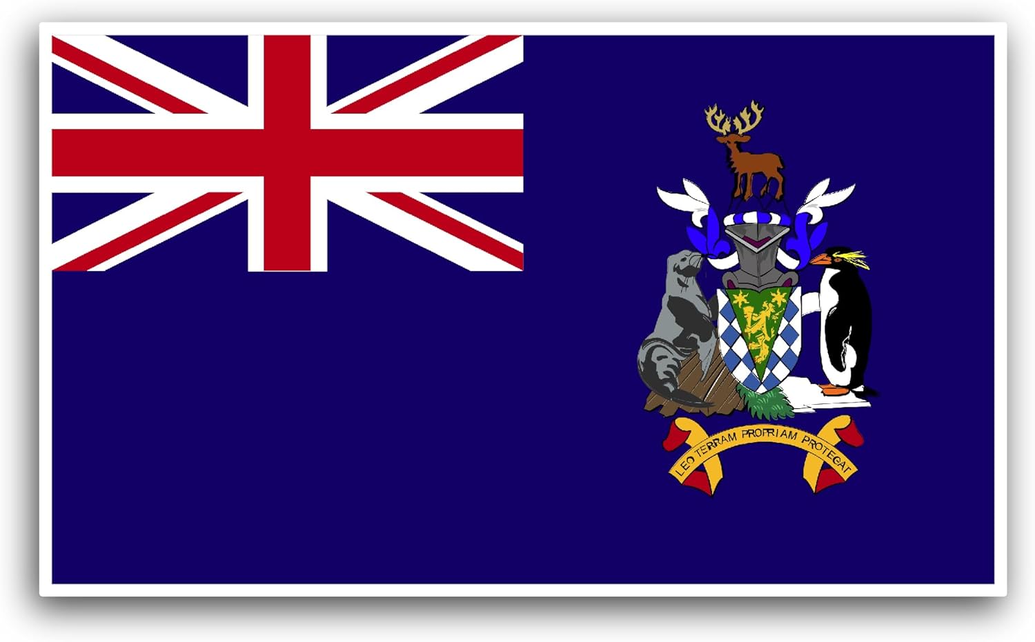 2 (Pieces) 3" and 5" South Georgia and The South Sandwich Islands Flag Sticker, Waterproof Vinyl Decals for Many Purpose Like Cars, Trucks, Laptops, Phones, Windows and More
