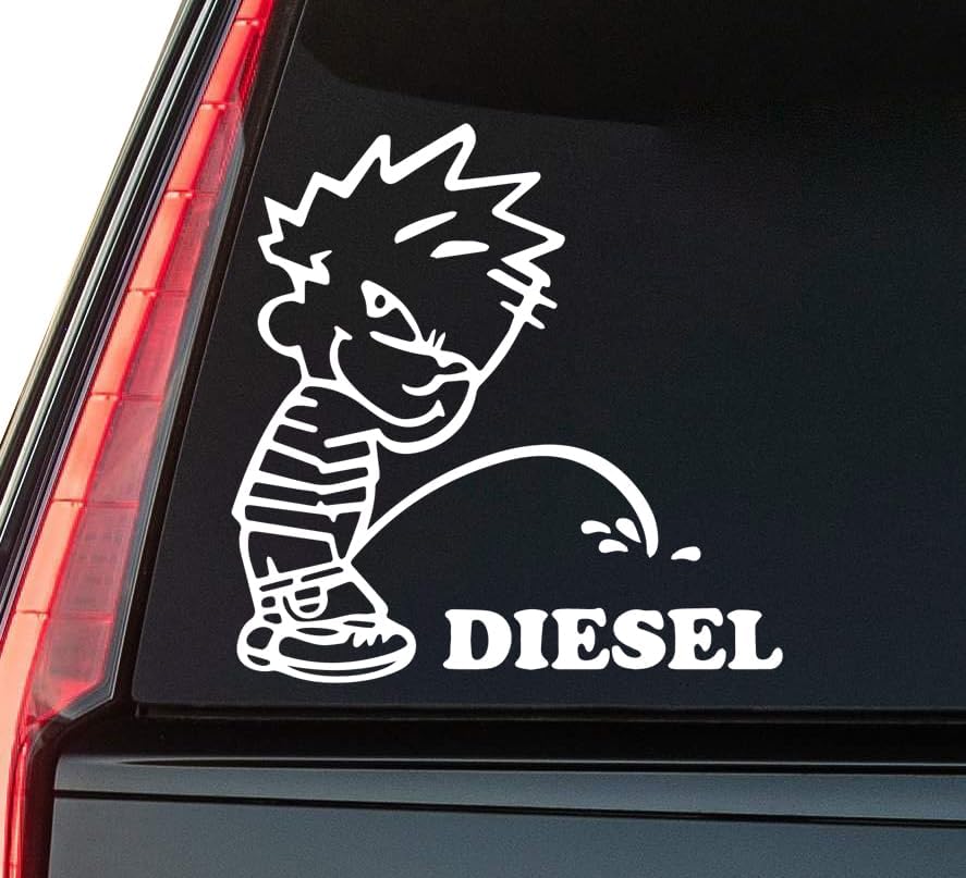 Diesel Text Window Vinyl Decal Sticker 6" (White), Waterproof Vinyl Decals for Many Purpose Like Cars, Trucks, Laptops, Phones, Windows and More