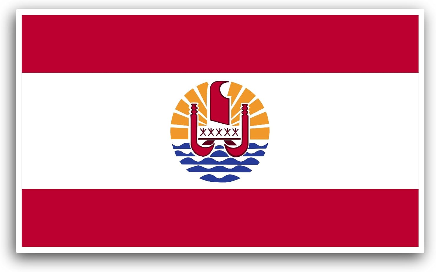 2 (Pieces) 3" and 5" French Polynesia Flag Sticker, Waterproof Vinyl Decals for Many Purpose Like Cars, Trucks, Laptops, Phones, Windows and More