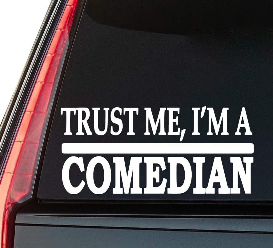 Comedian Window Vinyl Decal Sticker 6" (White), Waterproof Vinyl Decals for Many Purpose Like Cars, Trucks, Laptops, Phones, Windows and More