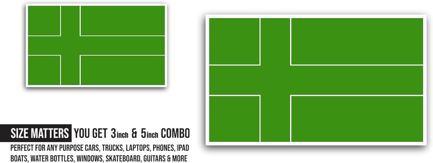 2 (Pieces) 3" and 5" Ladonia Flag Sticker, Waterproof Vinyl Decals for Many Purpose Like Cars, Trucks, Laptops, Phones, Windows and More