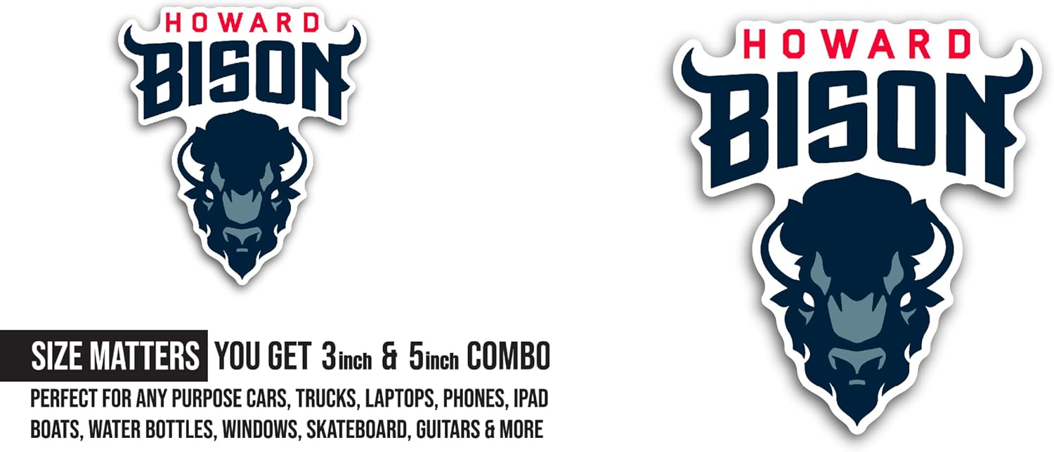 2 (Pieces) 3" and 5" H0ward Bison Sticker, Waterproof Vinyl Decals for Many Purpose Like Cars, Trucks, Laptops, Phones, Windows and More