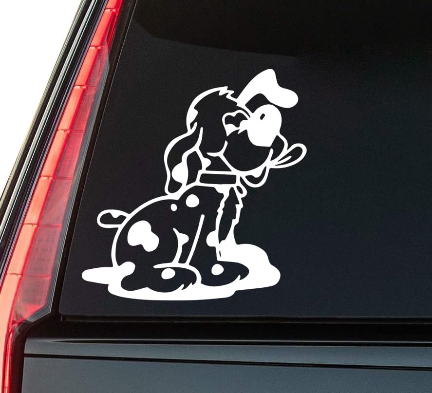 Dog Window Vinyl Decal Sticker 6" (White), Waterproof Vinyl Decals for Many Purpose Like Cars, Trucks, Laptops, Phones, Windows and More