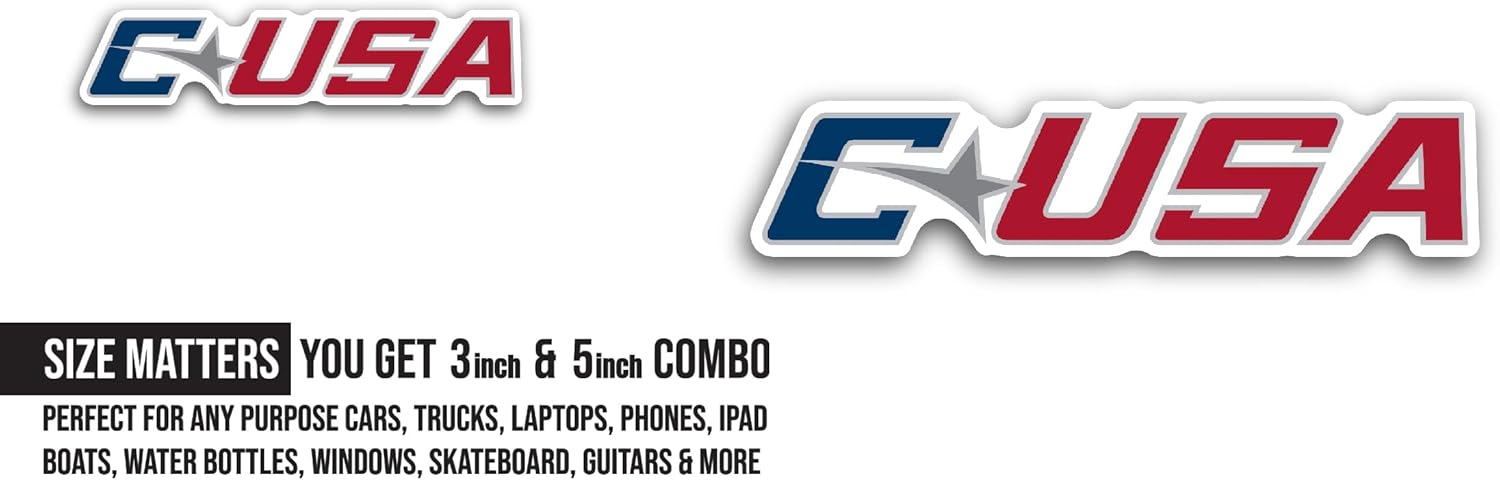 2 (Pieces) 3" and 5" C0nference USA Sticker, Waterproof Vinyl Decals for Many Purpose Like Cars, Trucks, Laptops, Phones, Windows and More