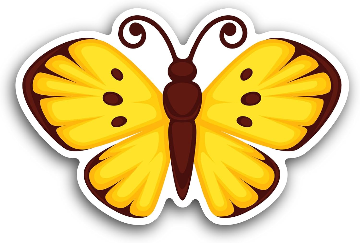 2 (Pieces) 3" and 5" Yellow Butterfly Sticker, Waterproof Vinyl Decals for Many Purpose Like Cars, Trucks, Laptops, Phones, Windows and More