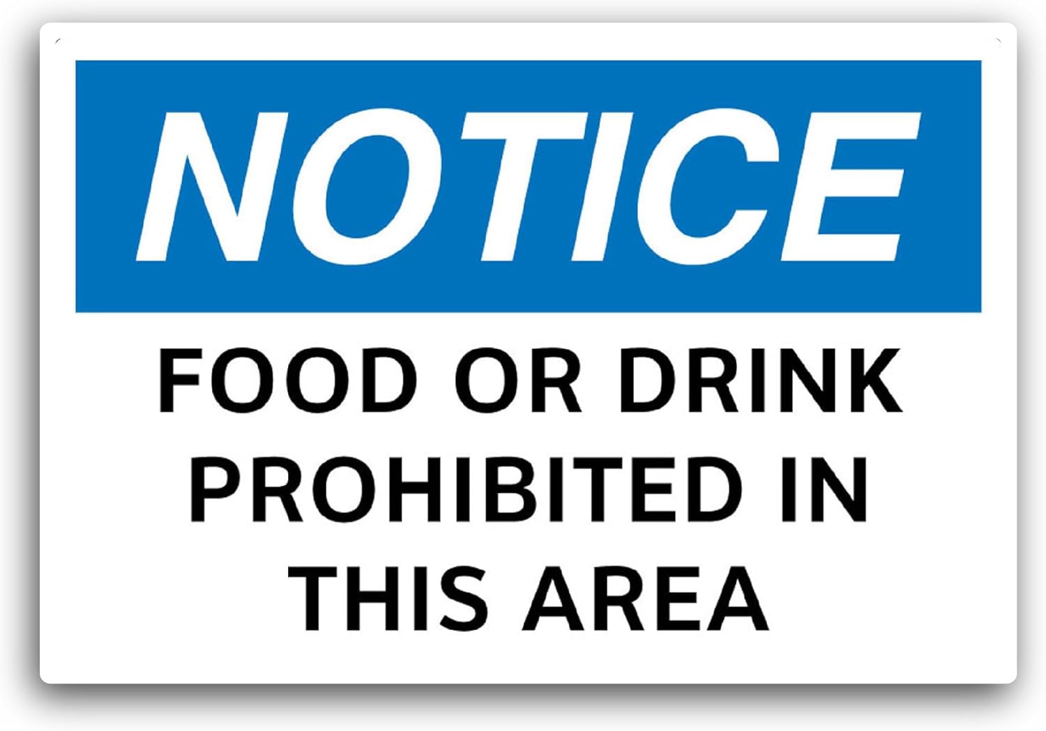 2 (Pieces) 3" and 5" Notice Food or Drink is Prohibited in This Area Sticker, Waterproof Vinyl Decals for Many Purpose Like Cars, Trucks, Laptops, Phones, Windows and More