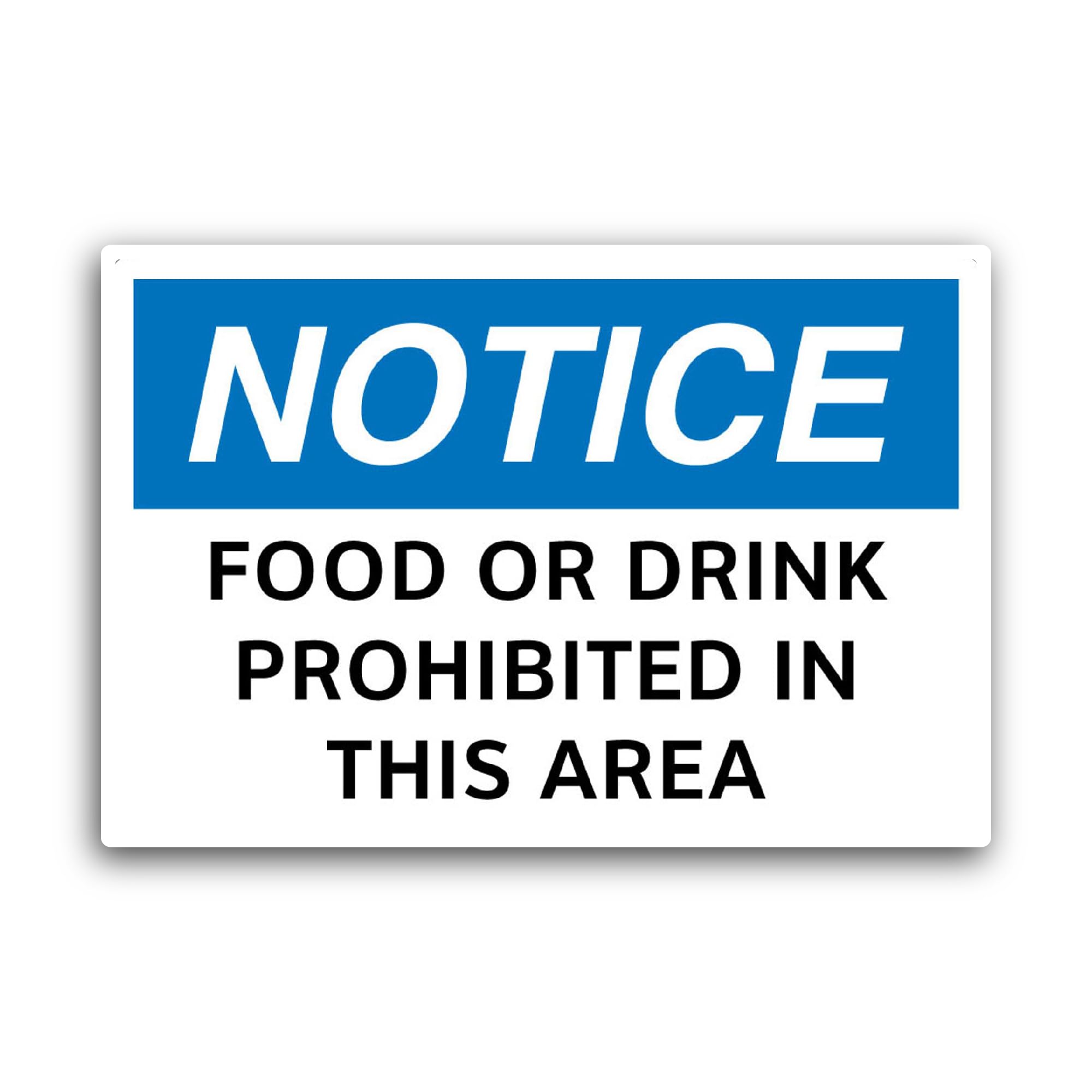 2 (Pieces) 3" and 5" Notice Food or Drink is Prohibited in This Area Sticker, Waterproof Vinyl Decal