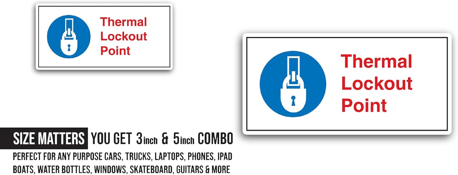 2 (Pieces) 3" and 5" Thermal Lockout Sticker, Waterproof Vinyl Decals for Many Purpose Like Cars, Trucks, Laptops, Phones, Windows and More