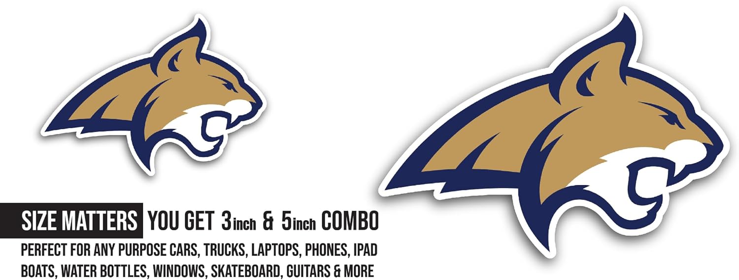 2 (Pieces) 3" and 5" Montana State B0bcats Sticker, Waterproof Vinyl Decals for Many Purpose Like Cars, Trucks, Laptops, Phones, Windows and More