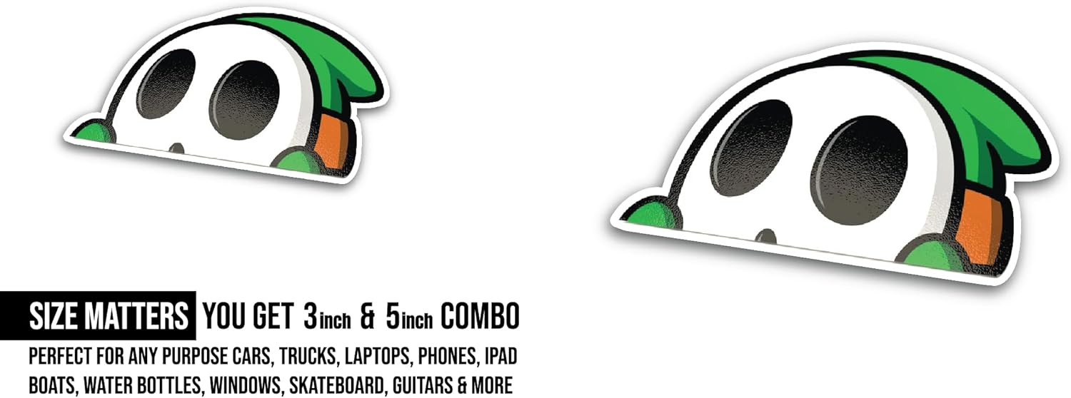 2 (Pieces) 3" and 5" Peeking Eyes Sticker, Waterproof Vinyl Decals for Many Purpose Like Cars, Trucks, Laptops, Phones, Windows and More