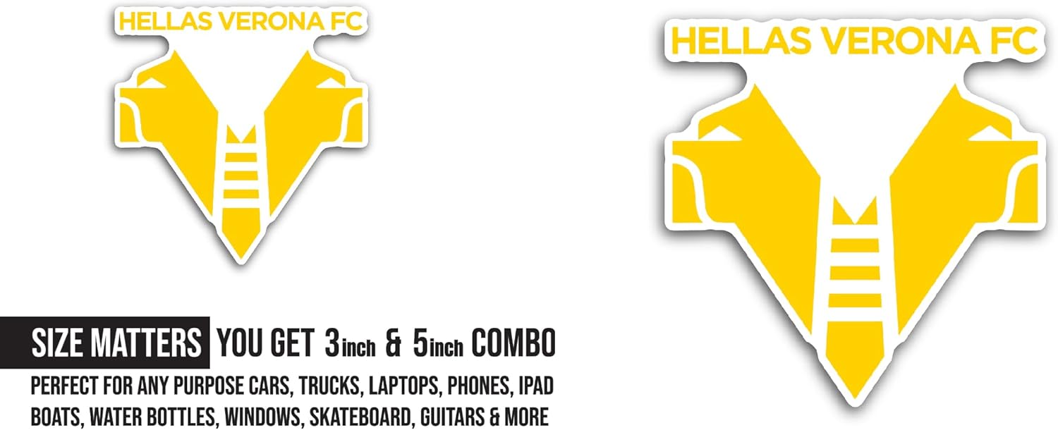 2 (Pieces) 3" and 5" Hellas Ver0na Sticker, Waterproof Vinyl Decals for Many Purpose Like Cars, Trucks, Laptops, Phones, Windows and More