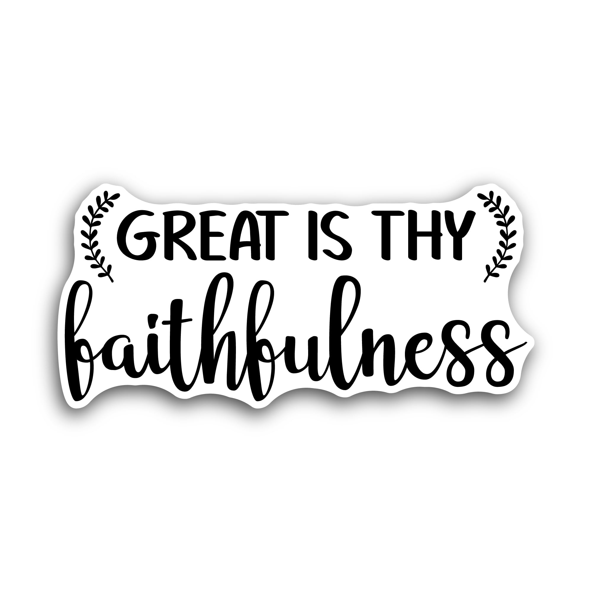 2 (Pieces) 3" and 5" Great is Thy Faithfulness Text Sticker, Waterproof Vinyl Decals for Many Purpos
