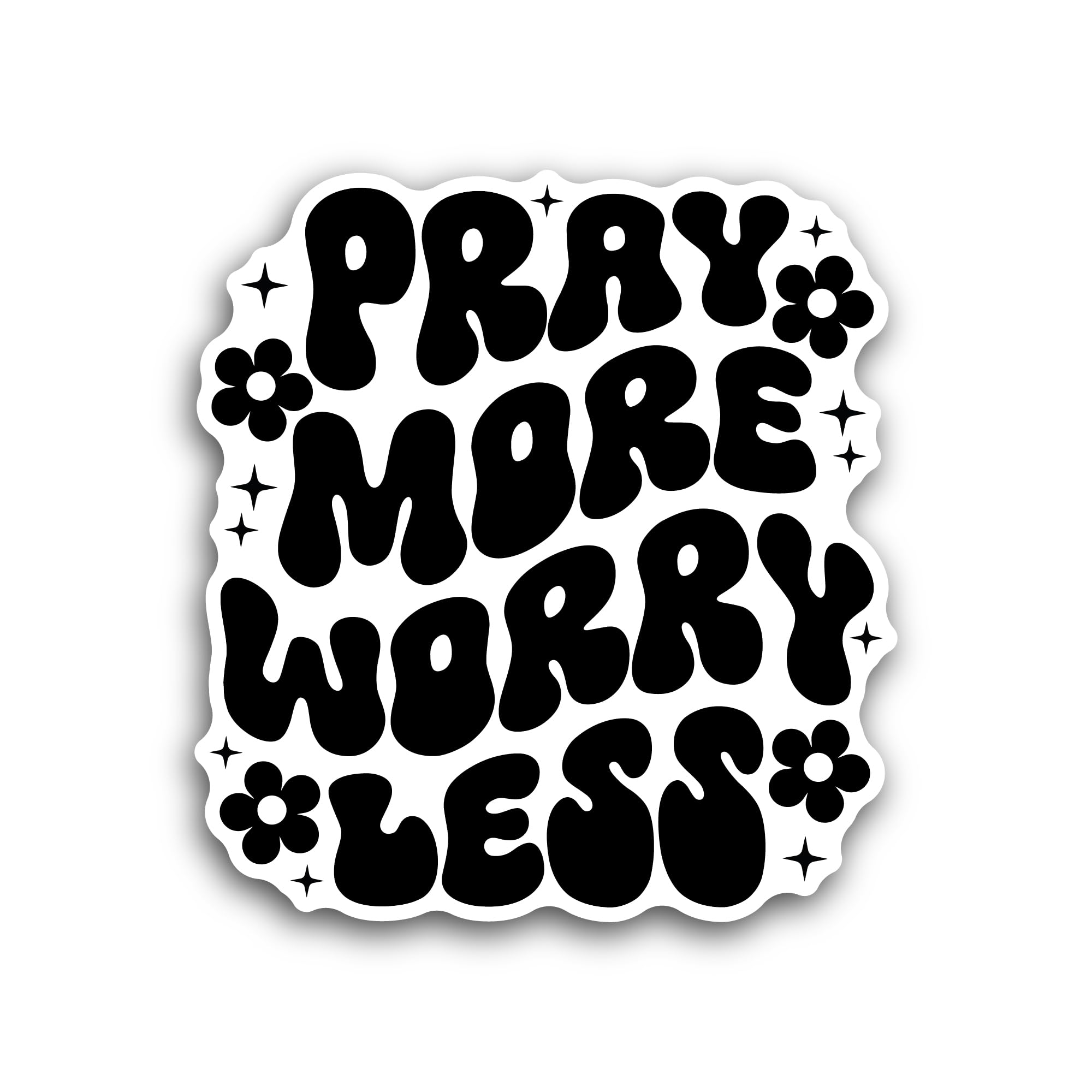 2 (Pieces) 3" and 5" Pray More Worry Less Sticker, Waterproof Vinyl Decals for Many Purpose Like Car