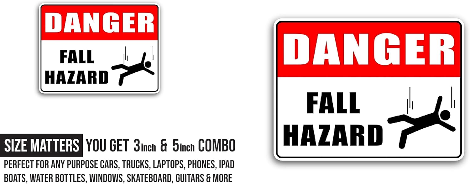 2 (Pieces) 3" and 5" Danger Sticker, Waterproof Vinyl Decals for Many Purpose Like Cars, Trucks, Laptops, Phones, Windows and More
