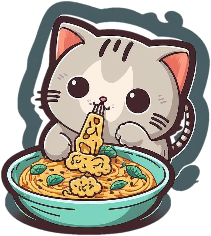 Inspirational Quote "Cat Eating Noodles" Motivational Sticker Vinyl Decal Motivation Stickers- 5" Vinyl Sticker Waterproof