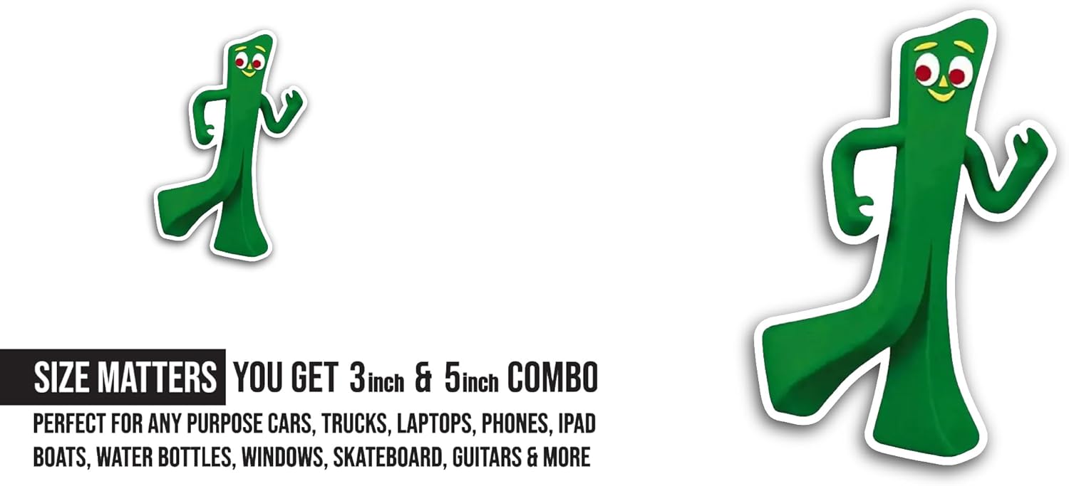 2 (Pieces) 3" and 5" Green Rubber Toy Sticker, Waterproof Vinyl Decals for Many Purpose Like Cars, Trucks, Laptops, Phones, Windows and More