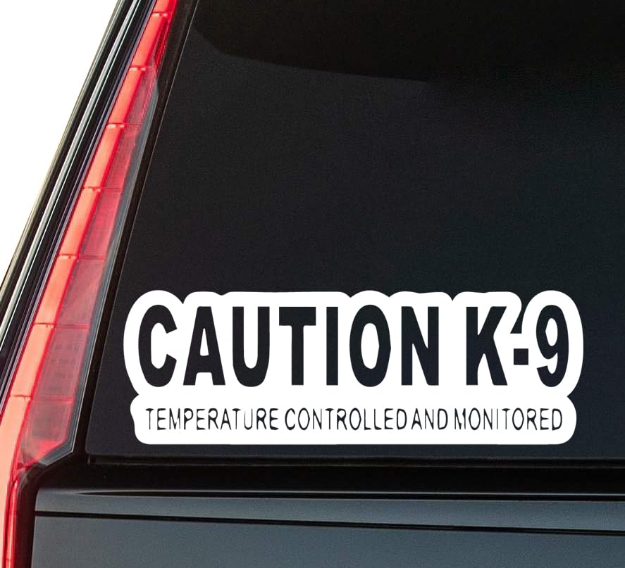 Caution K9 Window Vinyl Decal Sticker 6" (White), Waterproof Vinyl Decals for Many Purpose Like Cars