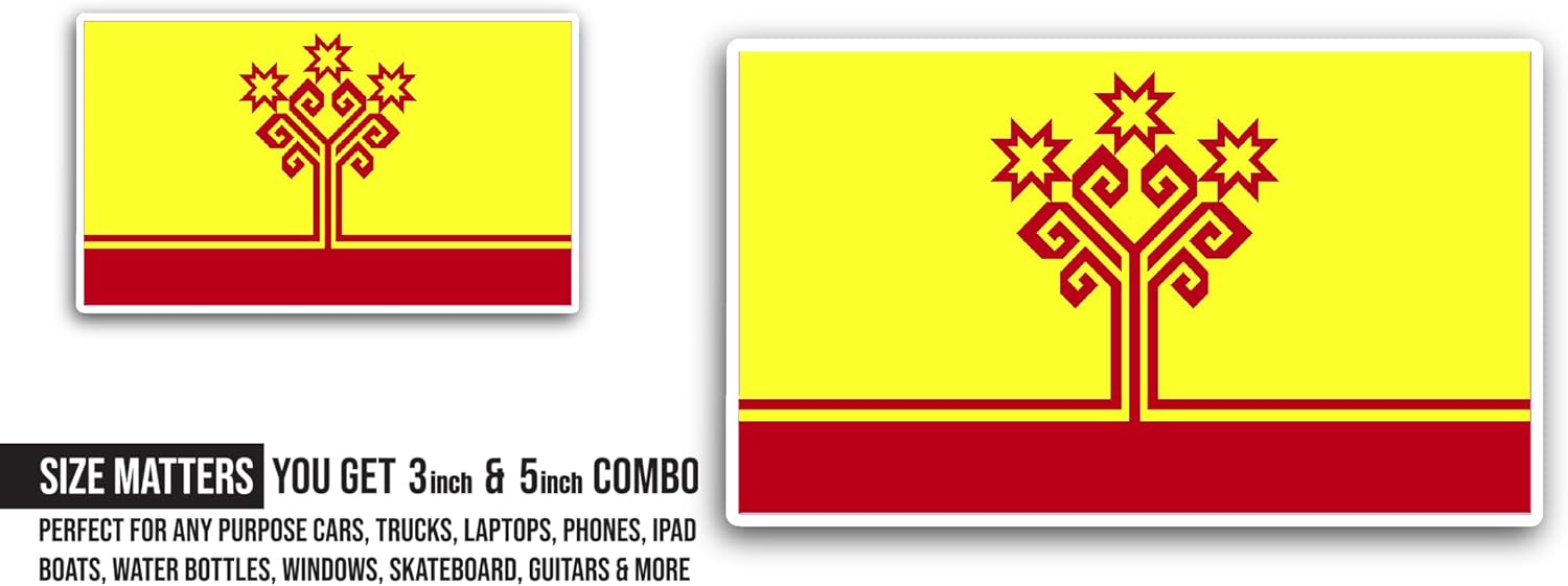 2 (Pieces) 3" and 5" Chuvashia Flag Sticker, Waterproof Vinyl Decals for Many Purpose Like Cars, Trucks, Laptops, Phones, Windows and More