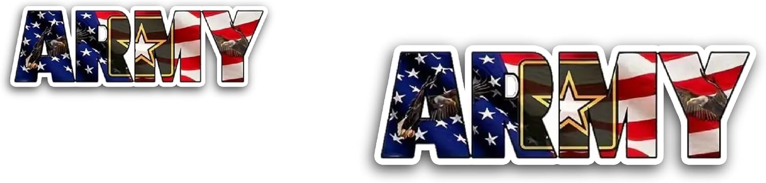 2 (Pieces) 3" and 5" Army Sticker, Waterproof Vinyl Decals for Many Purpose Like Cars, Trucks, Laptops, Phones, Windows and More