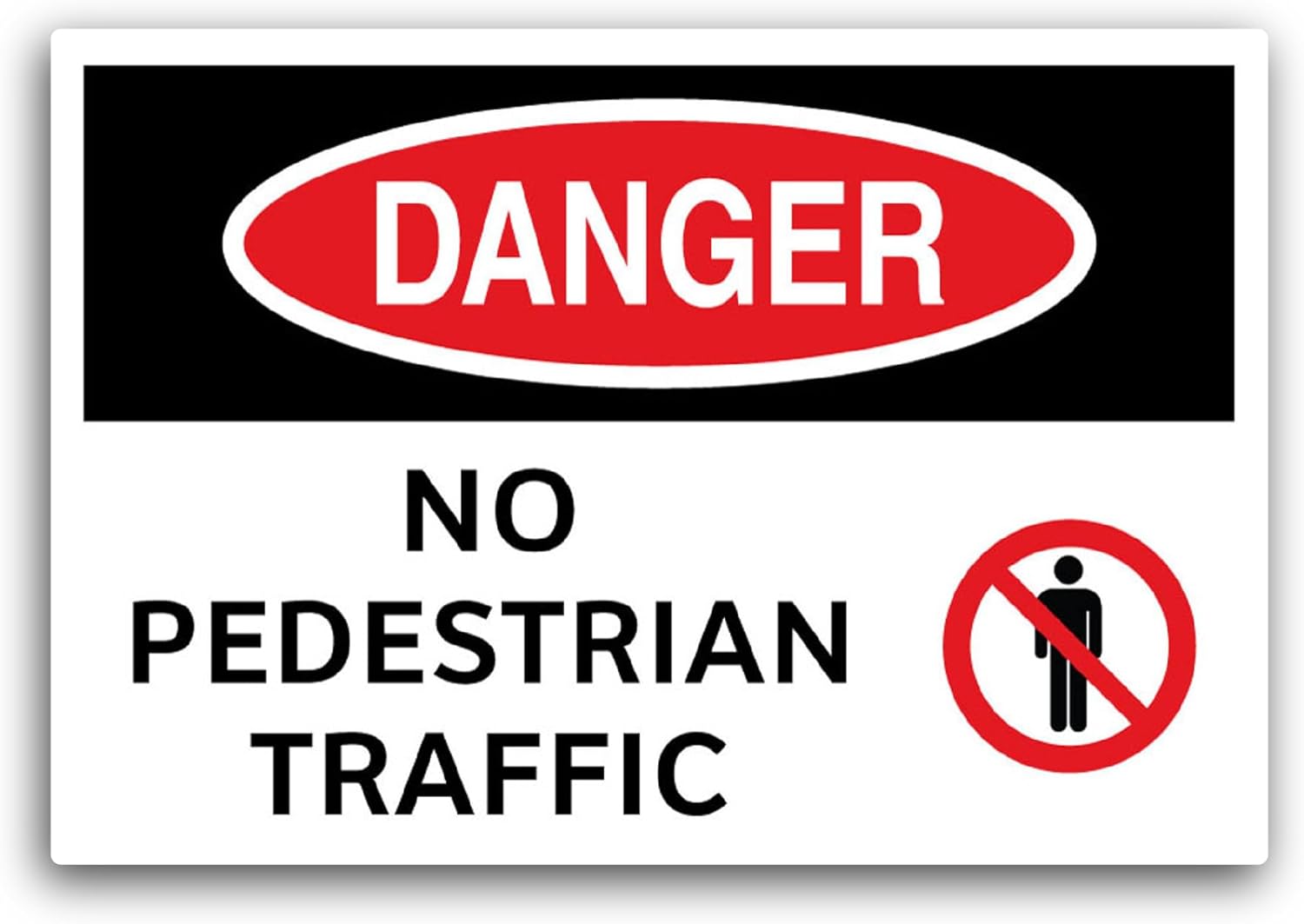 2 (Pieces) 3" and 5" Danger No Pedestrian Traffic Sticker, Waterproof Vinyl Decals for Many Purpose Like Cars, Trucks, Laptops, Phones, Windows and More