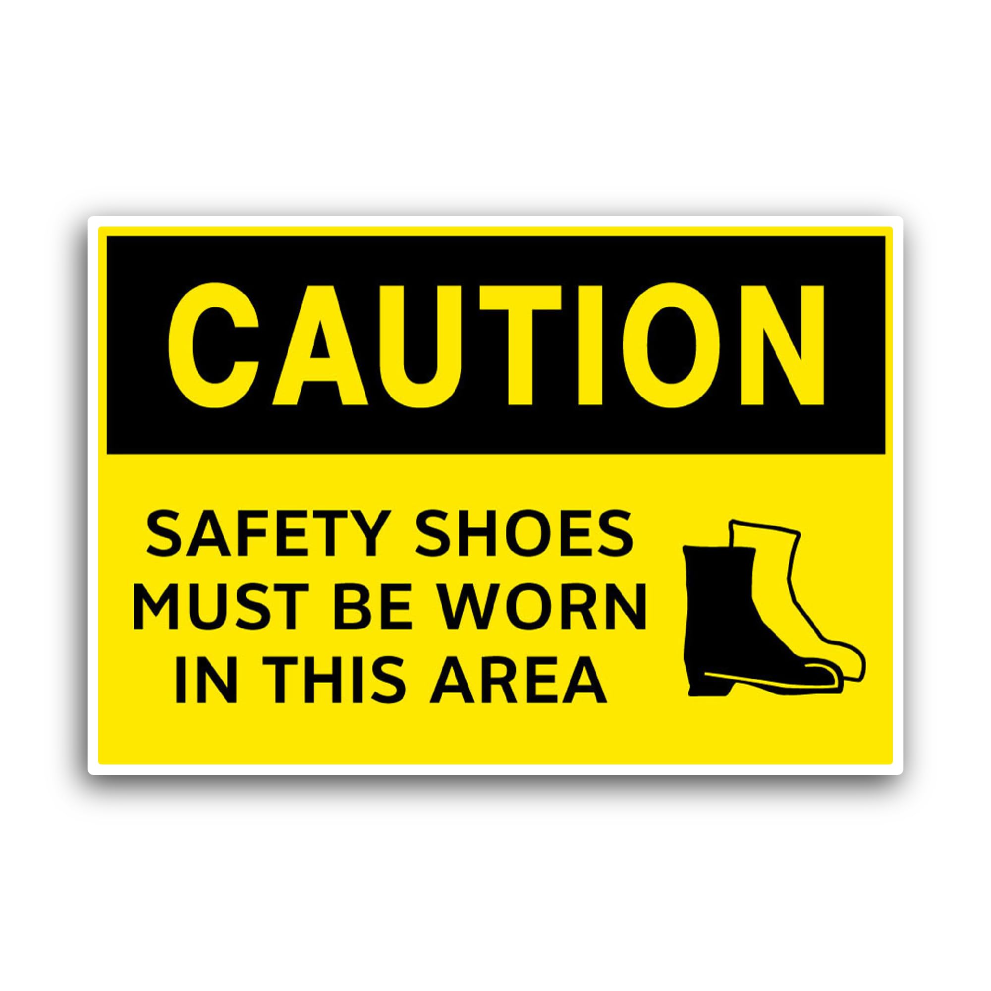 2 (Pieces) 3" and 5" Safety Shoes Must Be Worn Sticker, Waterproof Vinyl Decals for Many Purpose Lik