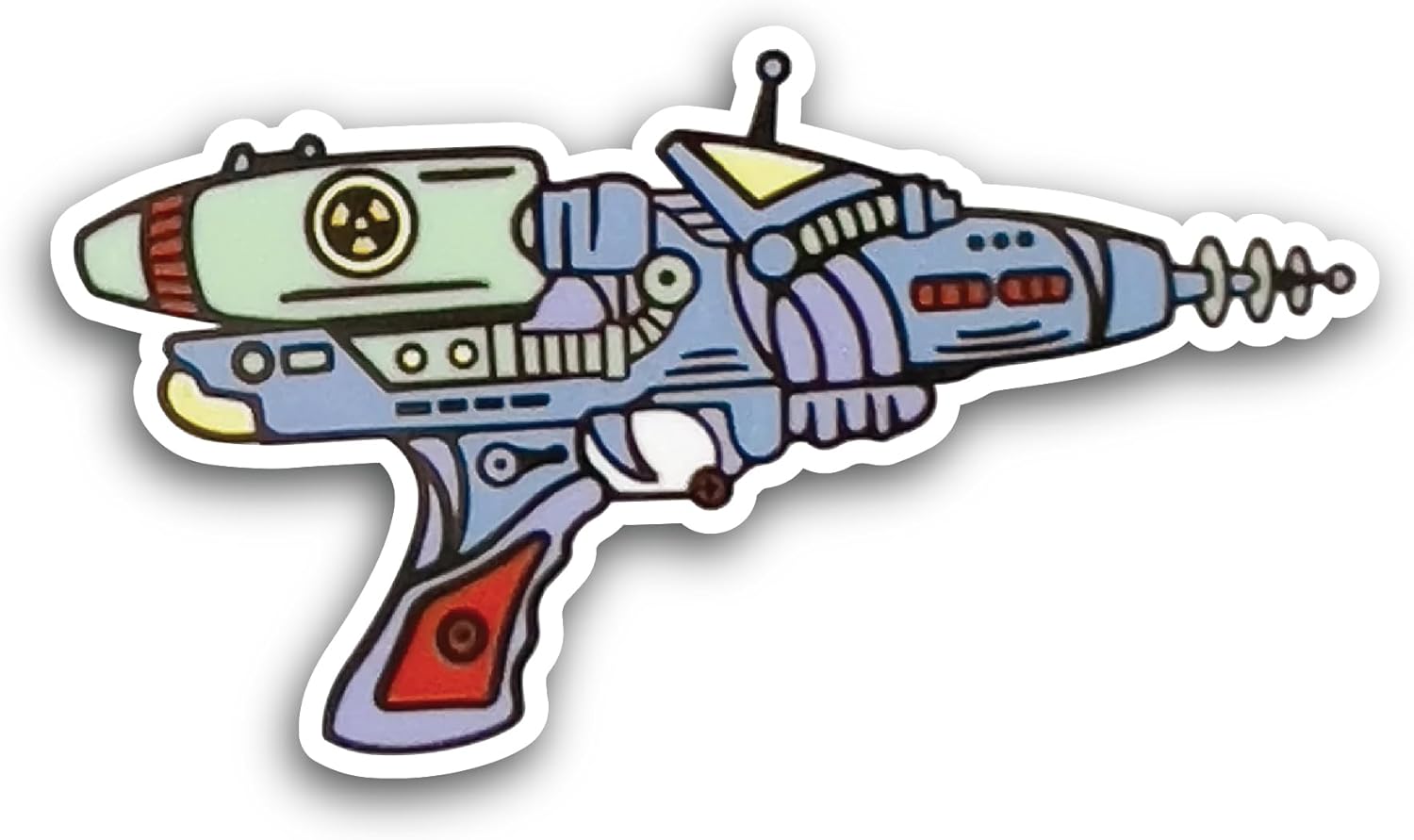 2 (Pieces) 3" and 5" Ray Gun Sticker, Waterproof Vinyl Decals for Many Purpose Like Cars, Trucks, Laptops, Phones, Windows and More