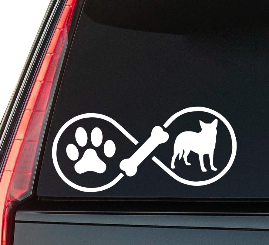 Infinity Dog Window Vinyl Decal Sticker 6" (White), Waterproof Vinyl Decals for Many Purpose Like Cars, Trucks, Laptops, Phones, Windows and More