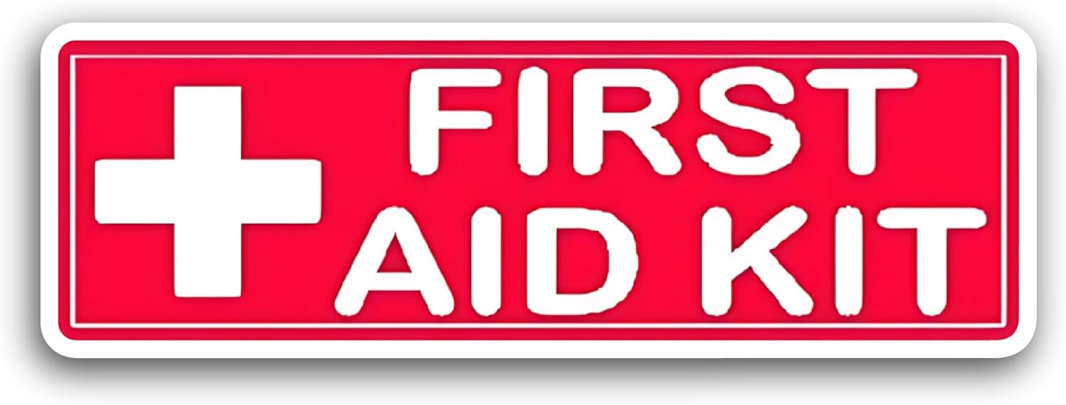 2 (Pieces) 3" and 5" First Aid Kit Sticker, Waterproof Vinyl Decals for Many Purpose Like Cars, Trucks, Laptops, Phones, Windows and More
