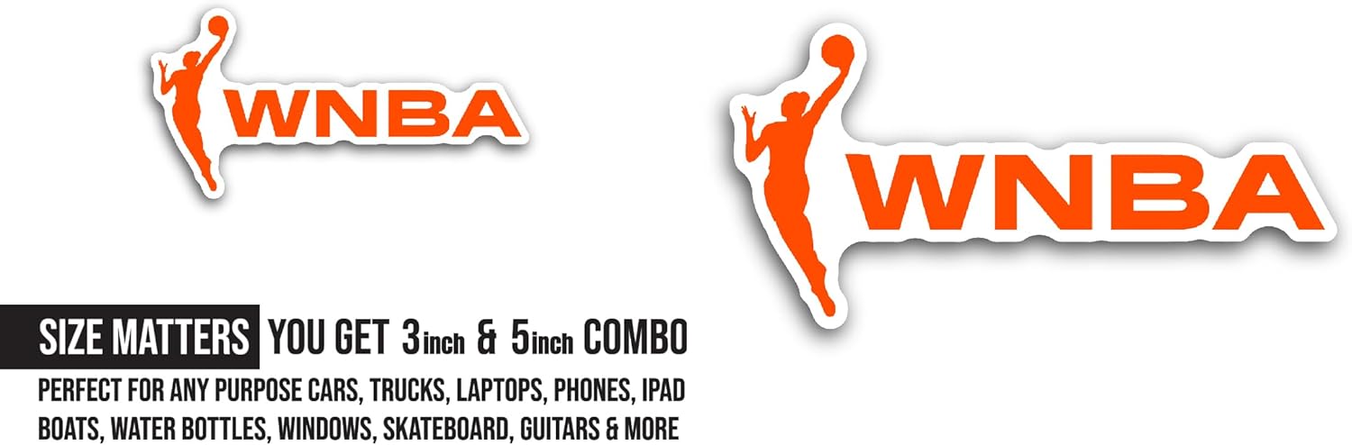 2 (Pieces) 3" and 5" WNBA Sticker, Waterproof Vinyl Decals for Many Purpose Like Cars, Trucks, Laptops, Phones, Windows and More