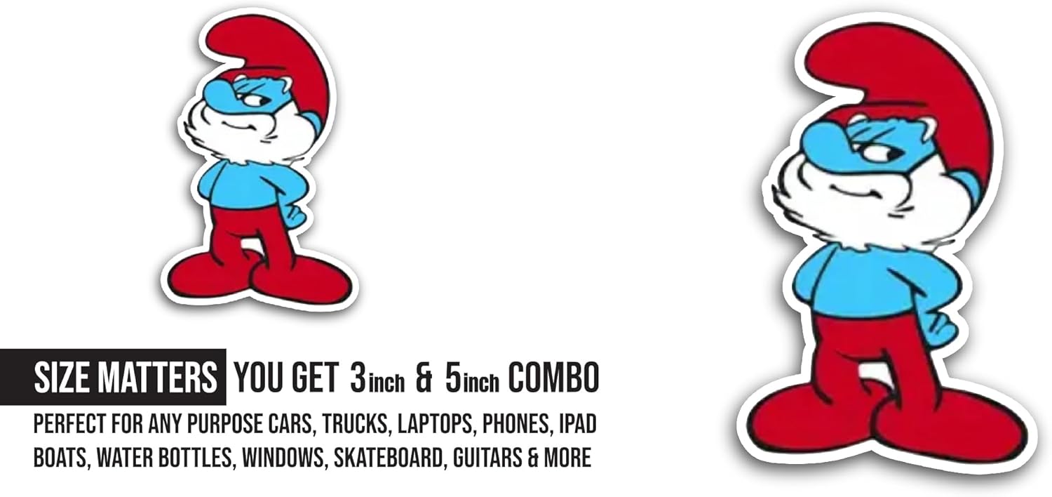 2 (Pieces) 3" and 5" Blue Dwarf Sticker, Waterproof Vinyl Decals for Many Purpose Like Cars, Trucks, Laptops, Phones, Windows and More