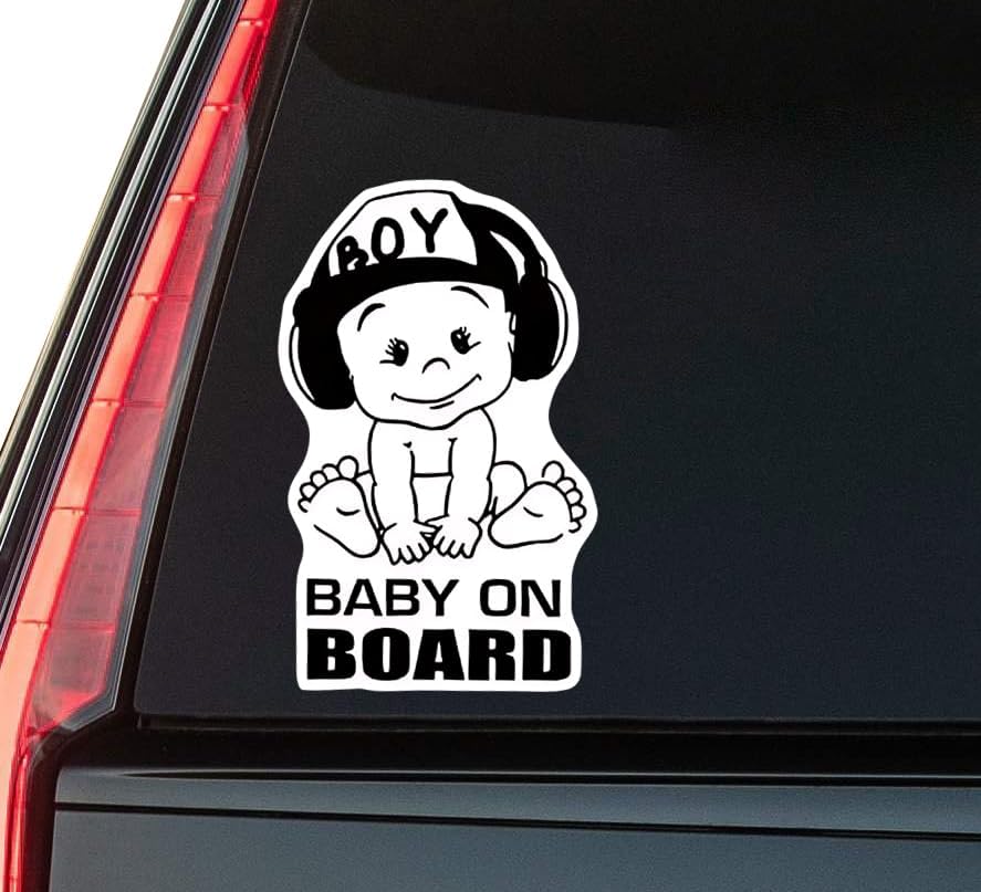 Baby On Board Window Vinyl Decal Sticker 6" (White), Waterproof Vinyl Decals for Many Purpose Like Cars, Trucks, Laptops, Phones, Windows and More