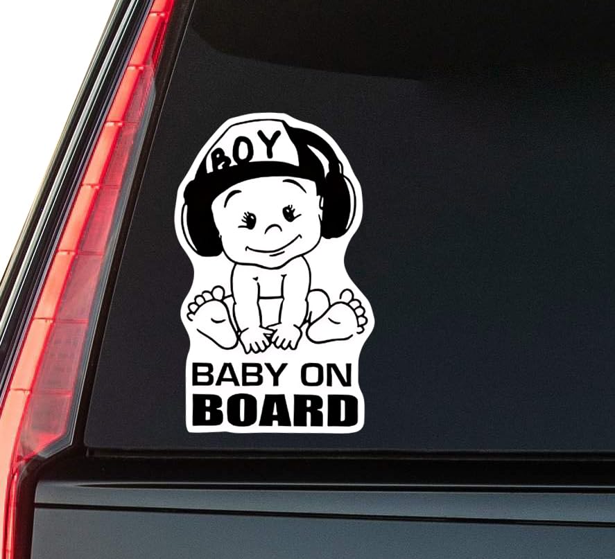 Baby On Board Window Vinyl Decal Sticker 6" (White), Waterproof Vinyl Decals for Many Purpose Like C