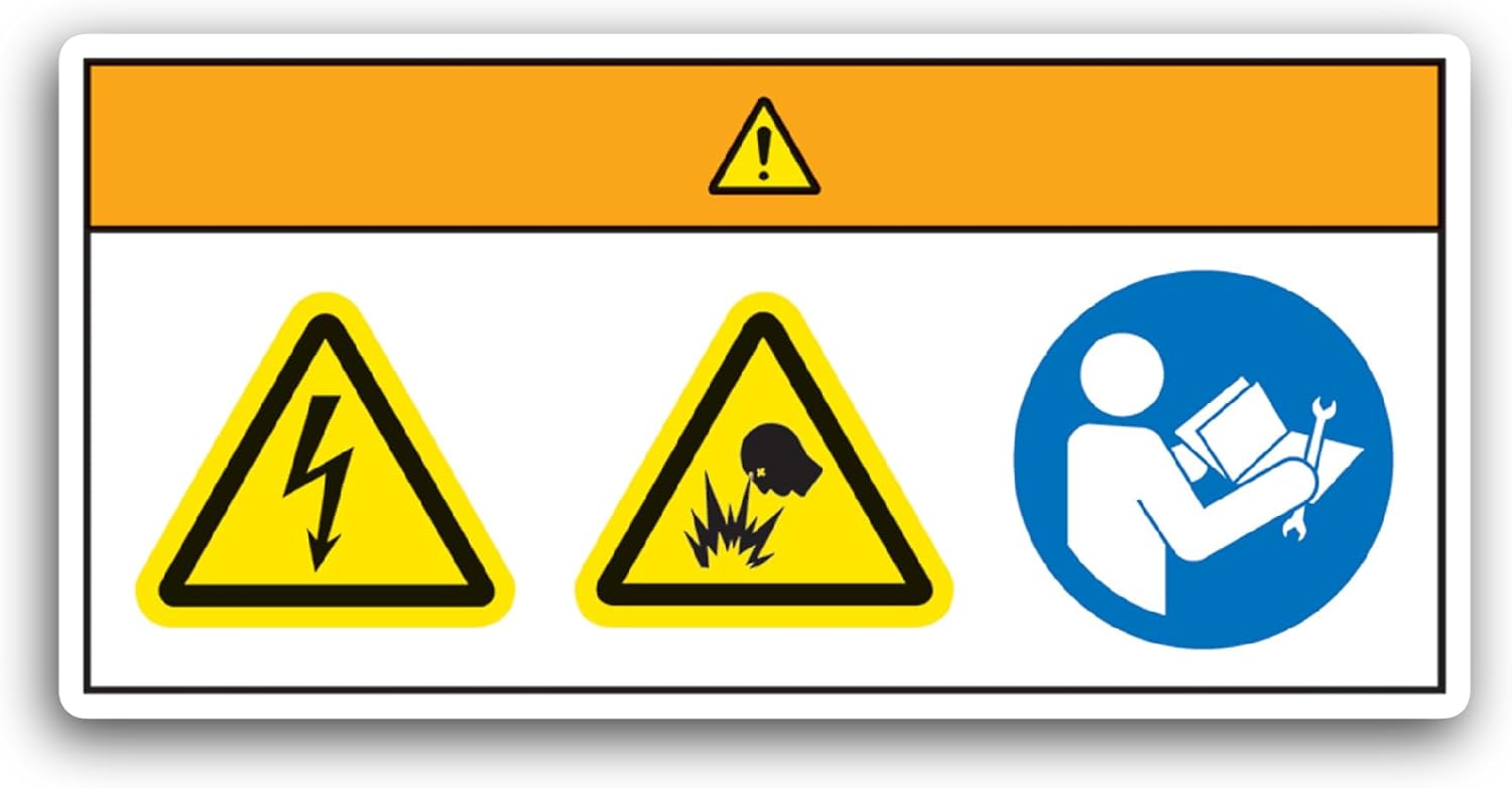 2 (Pieces) 3" and 5" Electrical Warning S1gn Sticker, Waterproof Vinyl Decals for Many Purpose Like Cars, Trucks, Laptops, Phones, Windows and More