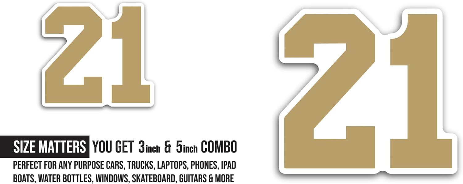 2 (Pieces) 3" and 5" Twenty 0ne Sticker, Waterproof Vinyl Decals for Many Purpose Like Cars, Trucks, Laptops, Phones, Windows and More